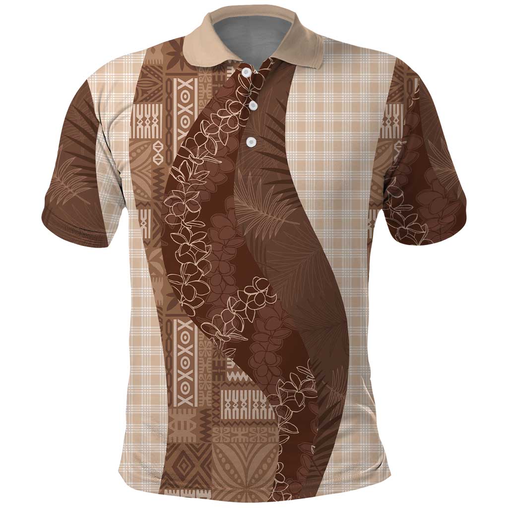 Polynesian Tribal Pattern Patchwork Picturesque Polo Shirt Mocha
