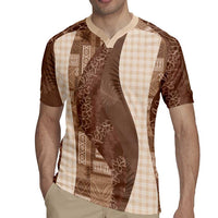 Polynesian Tribal Pattern Patchwork Picturesque Rugby Jersey Mocha