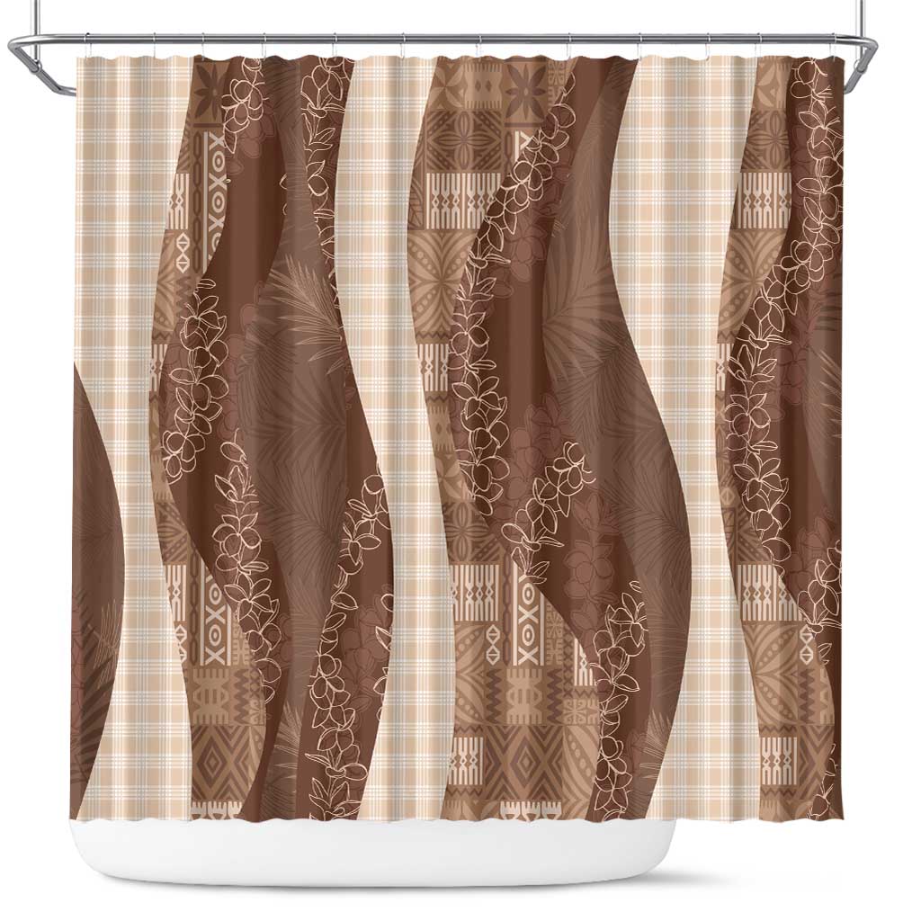 Polynesian Tribal Pattern Patchwork Picturesque Shower Curtain Mocha