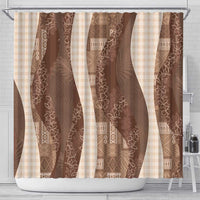 Polynesian Tribal Pattern Patchwork Picturesque Shower Curtain Mocha