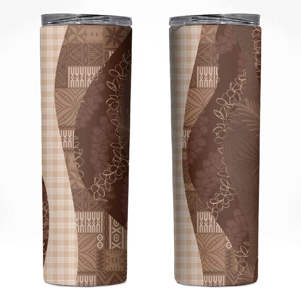 Polynesian Tribal Pattern Patchwork Picturesque Skinny Tumbler Mocha
