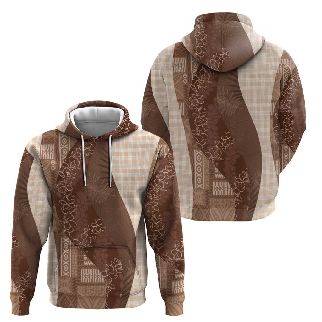Polynesian Tribal Pattern Patchwork Picturesque Zip Hoodie Mocha