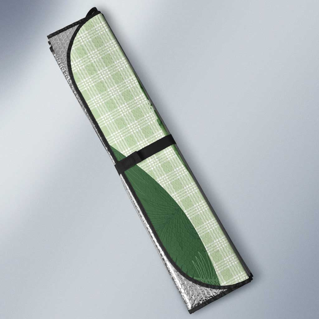 Polynesian Tribal Pattern Patchwork Picturesque Auto Sun Shade Sage Green