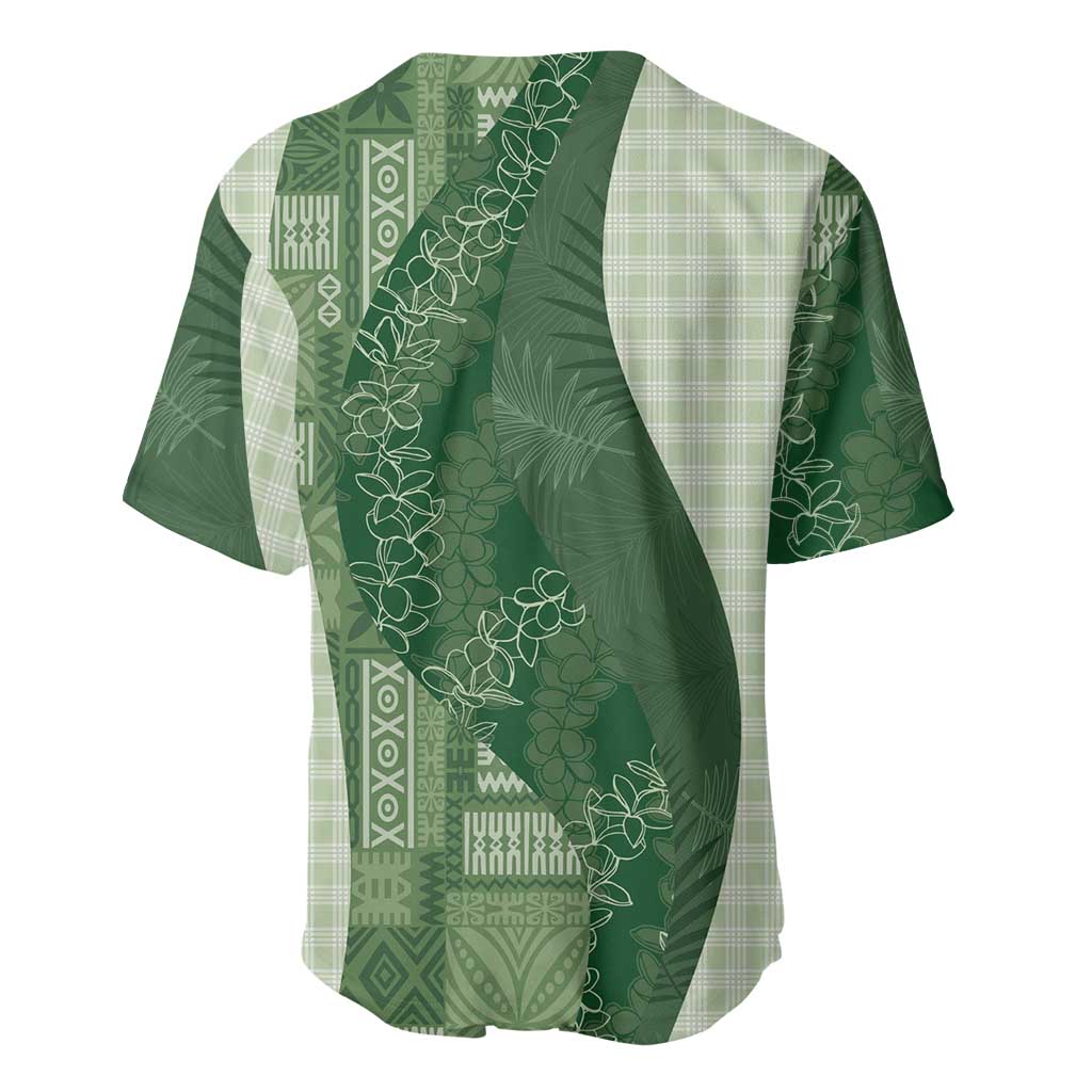 Polynesian Tribal Pattern Patchwork Picturesque Baseball Jersey Sage Green