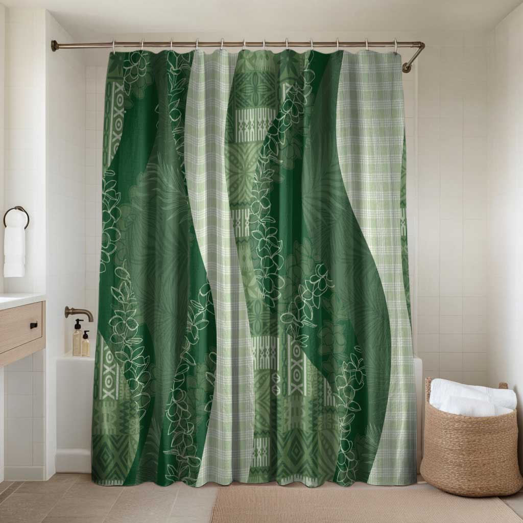 Polynesian Tribal Pattern Patchwork Picturesque Bathroom Set Sage Green
