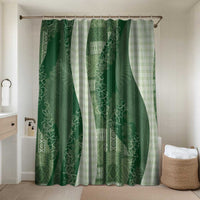 Polynesian Tribal Pattern Patchwork Picturesque Bathroom Set Sage Green