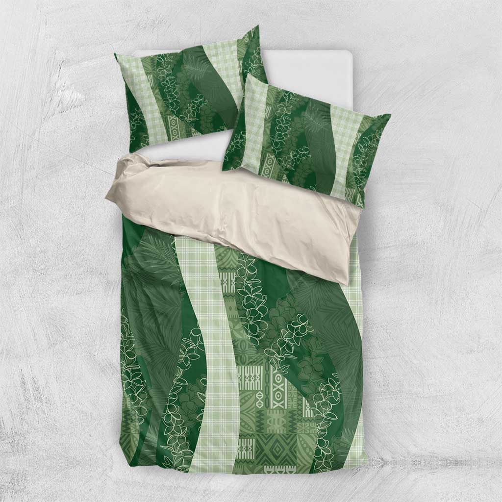 Polynesian Tribal Pattern Patchwork Picturesque Bedding Set Sage Green