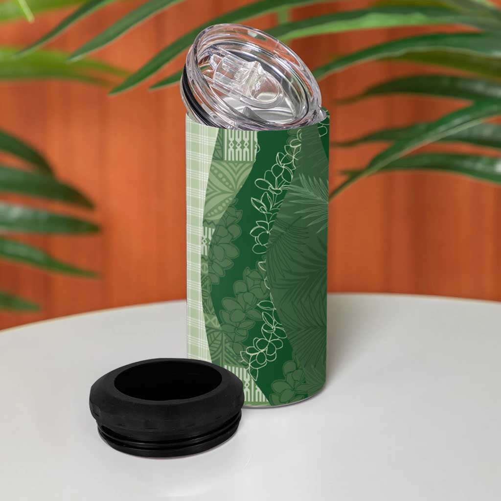 Polynesian Tribal Pattern Patchwork Picturesque 4 in 1 Can Cooler Tumbler Sage Green LT7 - Polynesian Pride