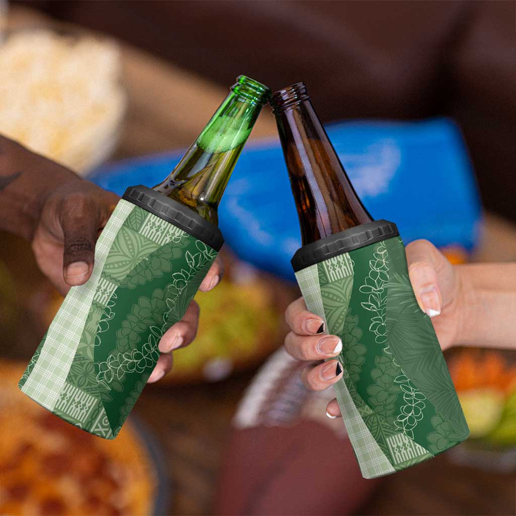Polynesian Tribal Pattern Patchwork Picturesque 4 in 1 Can Cooler Tumbler Sage Green LT7 - Polynesian Pride