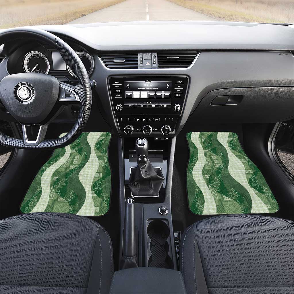 Polynesian Tribal Pattern Patchwork Picturesque Car Mats Sage Green