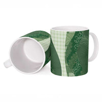 Polynesian Tribal Pattern Patchwork Picturesque Ceramic Mug Sage Green