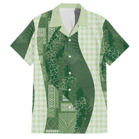 Polynesian Tribal Pattern Patchwork Picturesque Family Matching Long Sleeve Bodycon Dress and Hawaiian Shirt Sage Green LT7 Dad's Shirt - Short Sleeve Sage Green - Polynesian Pride