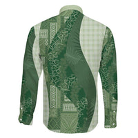 Polynesian Tribal Pattern Patchwork Picturesque Family Matching Long Sleeve Bodycon Dress and Hawaiian Shirt Sage Green LT7 - Polynesian Pride