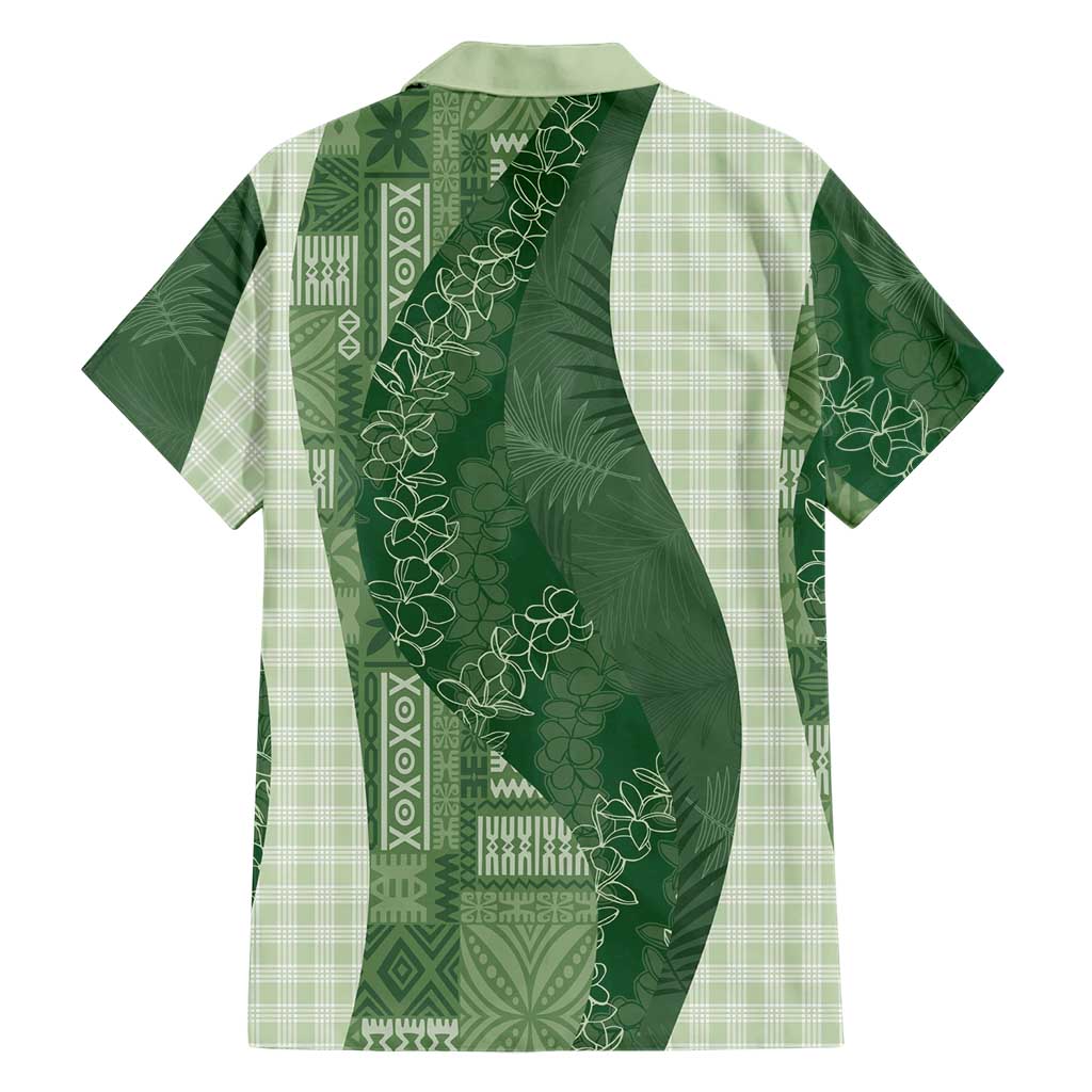 Polynesian Tribal Pattern Patchwork Picturesque Family Matching Off The Shoulder Long Sleeve Dress and Hawaiian Shirt Sage Green LT7 - Polynesian Pride