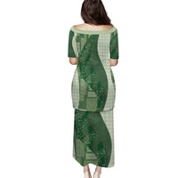 Polynesian Tribal Pattern Patchwork Picturesque Family Matching Puletasi and Hawaiian Shirt Sage Green