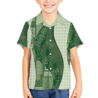 Polynesian Tribal Pattern Patchwork Picturesque Family Matching Tank Maxi Dress and Hawaiian Shirt Sage Green LT7 Son's Shirt Sage Green - Polynesian Pride