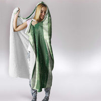 Polynesian Tribal Pattern Patchwork Picturesque Hooded Blanket Sage Green