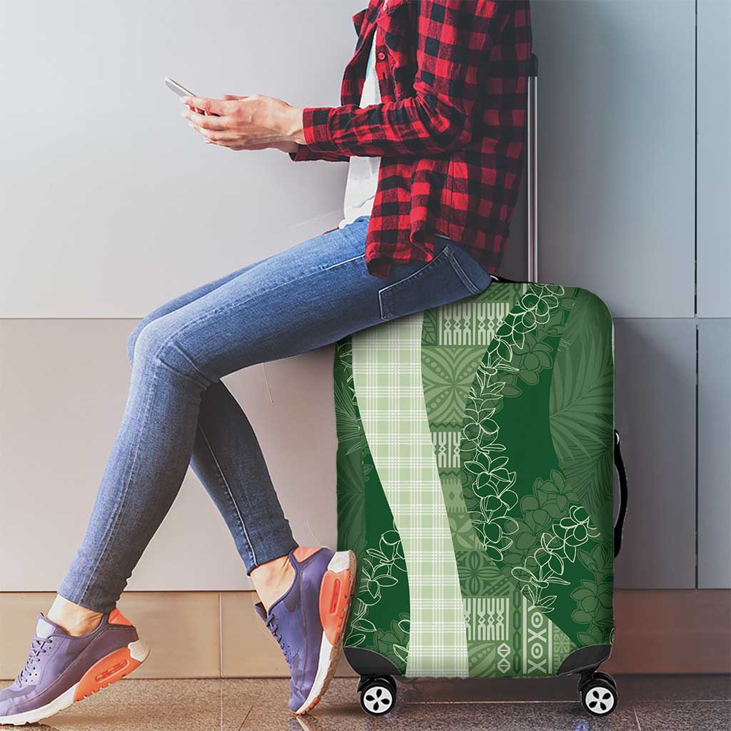 Polynesian Tribal Pattern Patchwork Picturesque Luggage Cover Sage Green