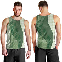 Polynesian Tribal Pattern Patchwork Picturesque Men Tank Top Sage Green