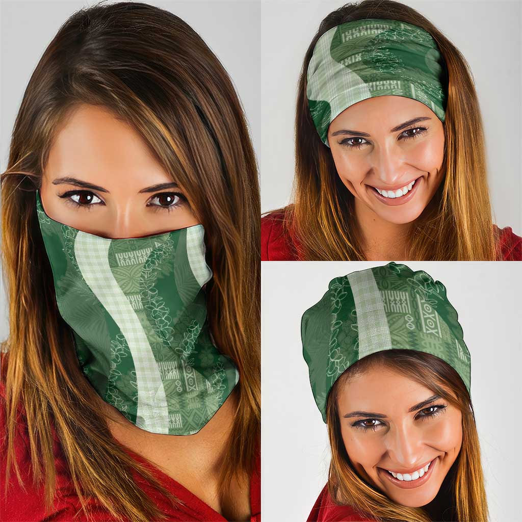 Polynesian Tribal Pattern Patchwork Picturesque Neck Gaiter Sage Green