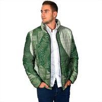 Polynesian Tribal Pattern Patchwork Picturesque Padded Jacket Sage Green
