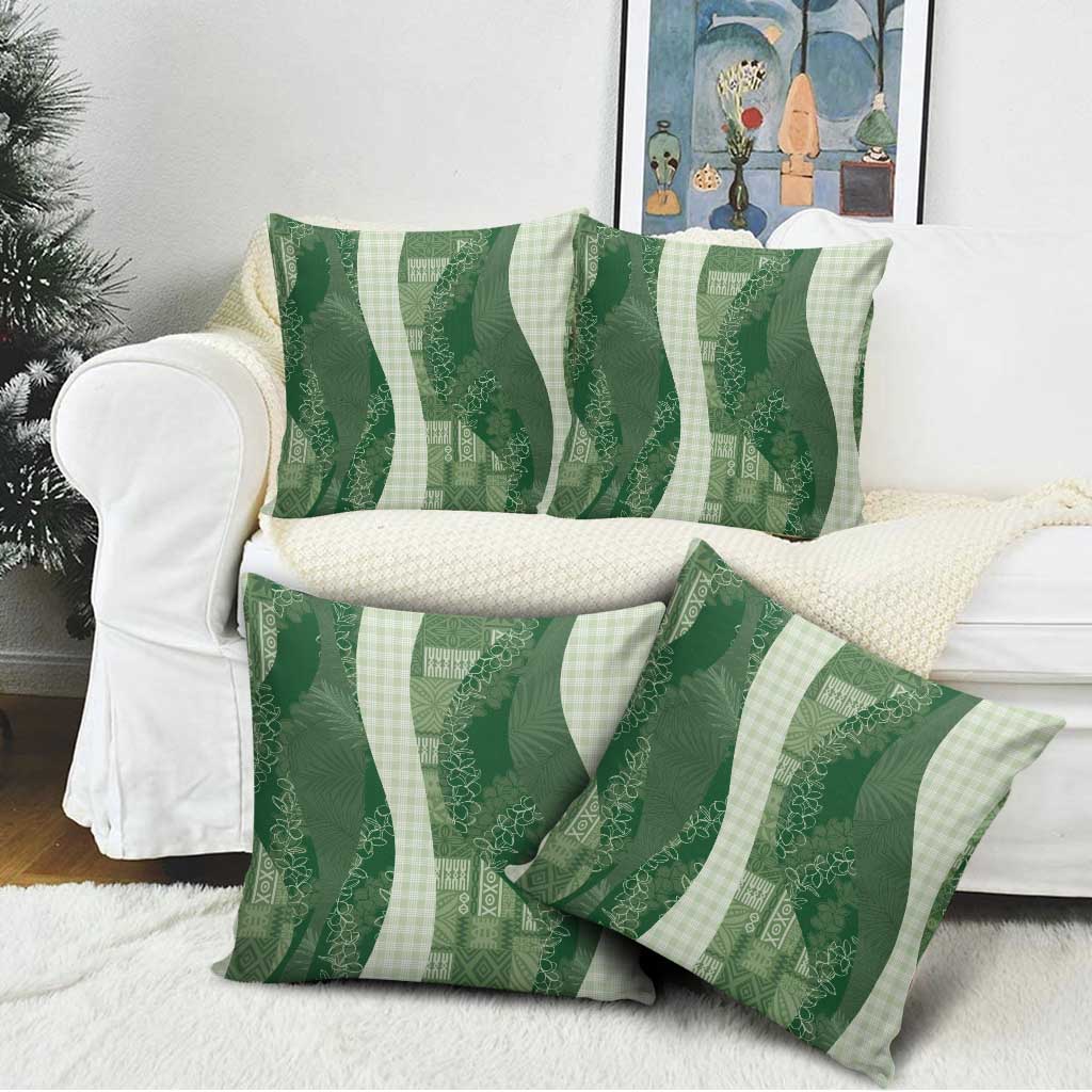 Polynesian Tribal Pattern Patchwork Picturesque Pillow Cover Sage Green