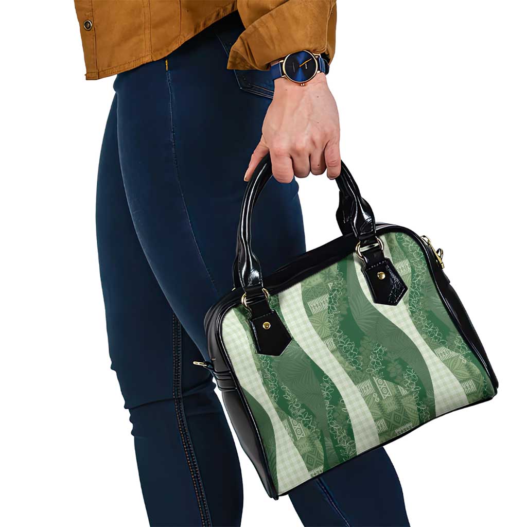 Polynesian Tribal Pattern Patchwork Picturesque Shoulder Handbag Sage Green
