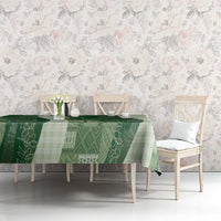 Polynesian Tribal Pattern Patchwork Picturesque Tablecloth Sage Green