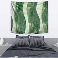 Polynesian Tribal Pattern Patchwork Picturesque Tapestry Sage Green
