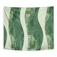 Polynesian Tribal Pattern Patchwork Picturesque Tapestry Sage Green