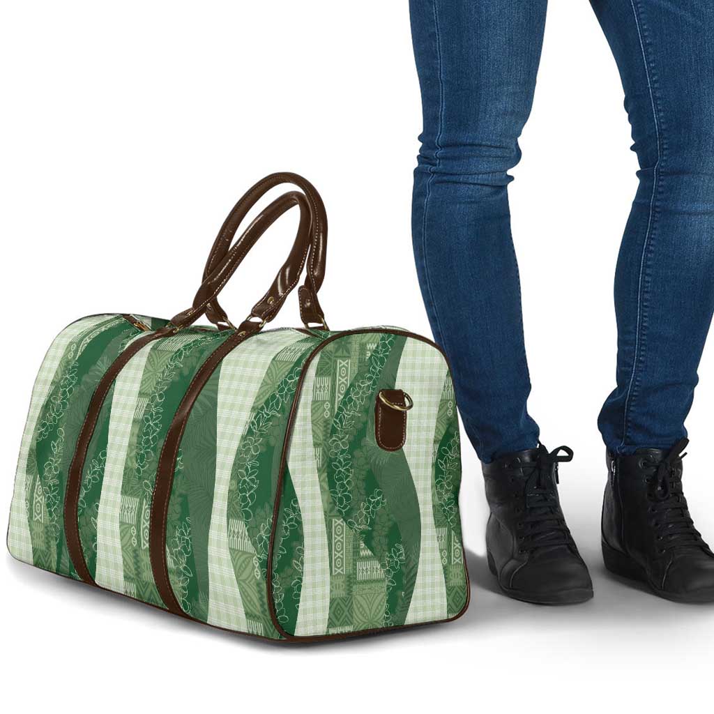 Polynesian Tribal Pattern Patchwork Picturesque Travel Bag Sage Green