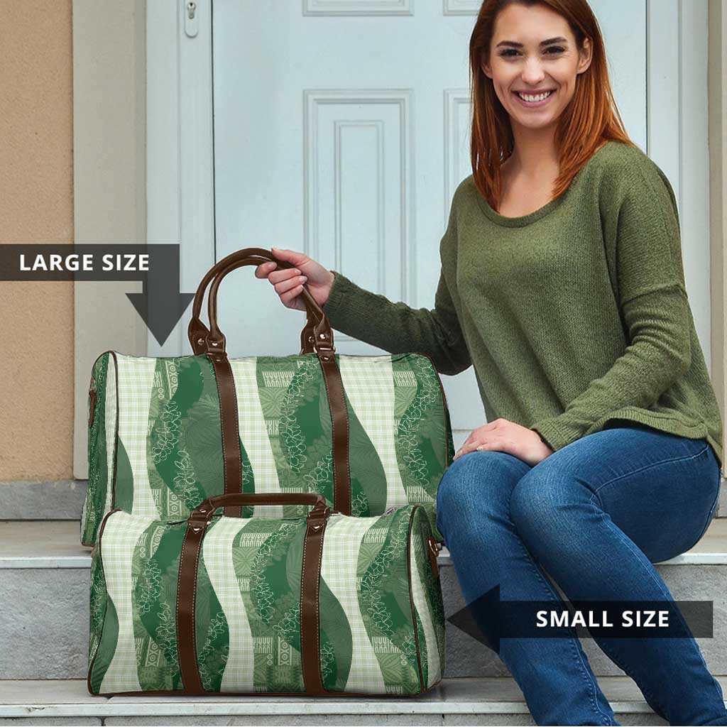 Polynesian Tribal Pattern Patchwork Picturesque Travel Bag Sage Green