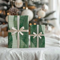 Polynesian Tribal Pattern Patchwork Picturesque Wrapping Paper Sage Green