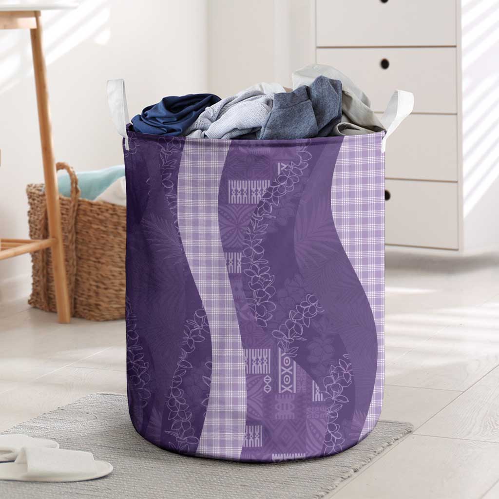 Polynesian Tribal Pattern Patchwork Picturesque Laundry Basket Deep Violet