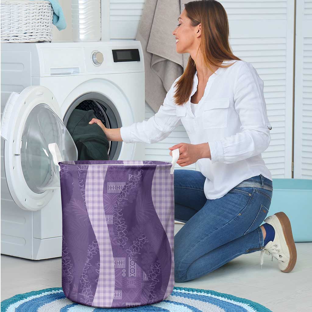 Polynesian Tribal Pattern Patchwork Picturesque Laundry Basket Deep Violet
