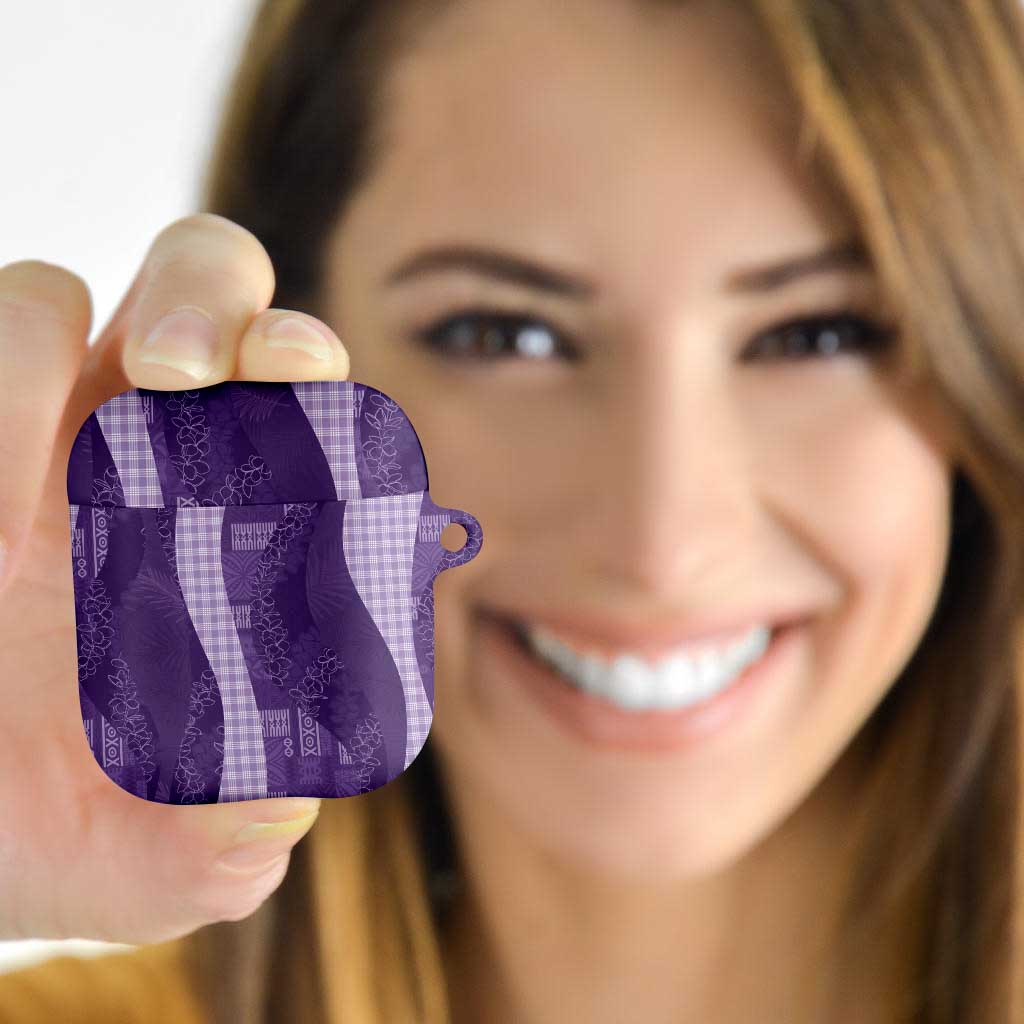 Polynesian Tribal Pattern Patchwork Picturesque AirPods Case Deep Violet