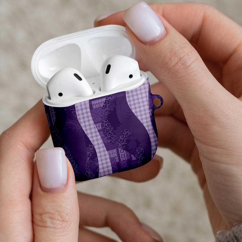 Polynesian Tribal Pattern Patchwork Picturesque AirPods Case Deep Violet