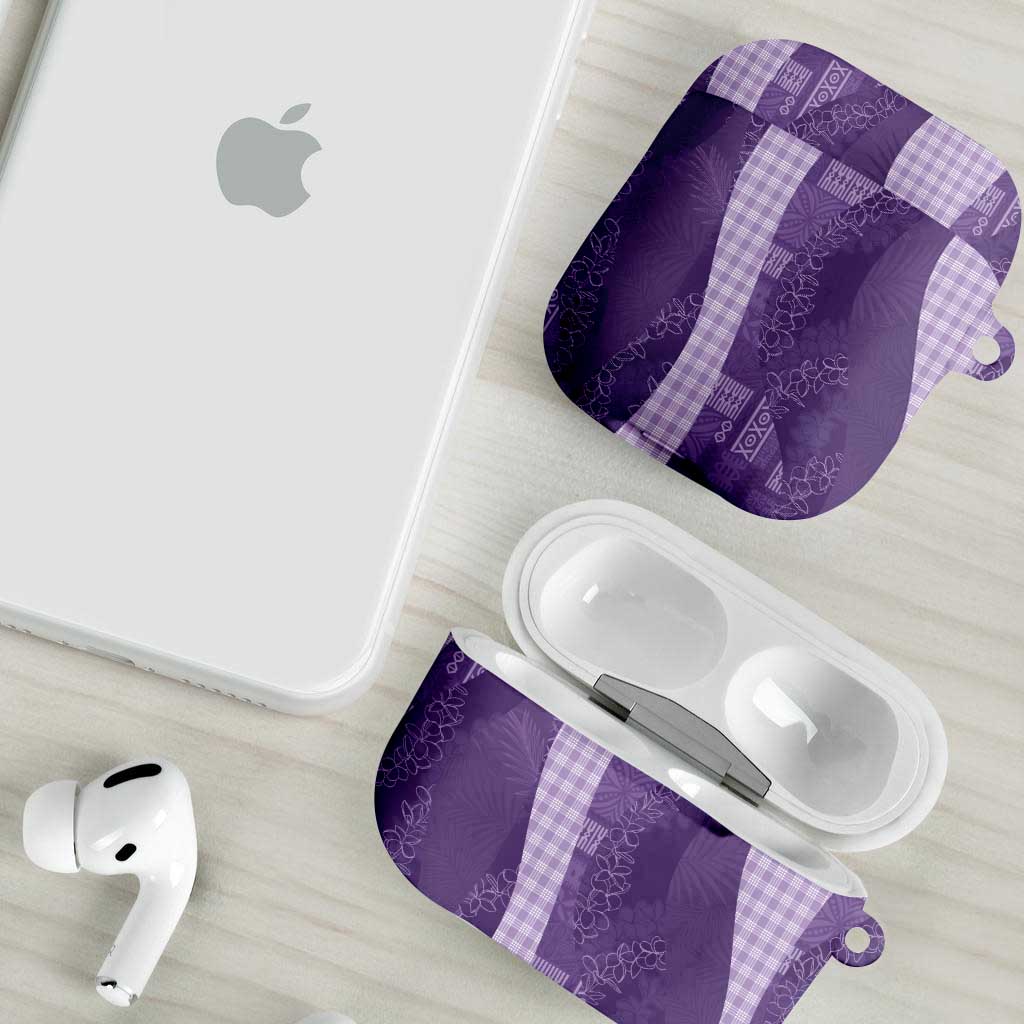Polynesian Tribal Pattern Patchwork Picturesque AirPods Case Deep Violet