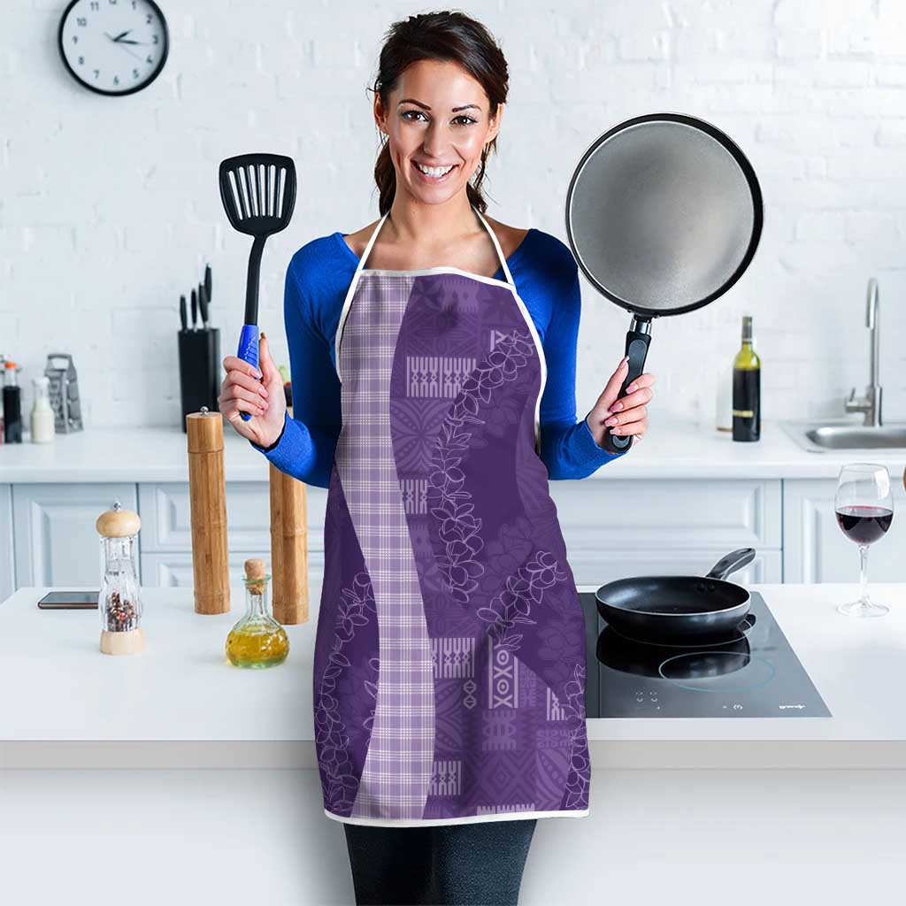 Polynesian Tribal Pattern Patchwork Picturesque Apron Deep Violet