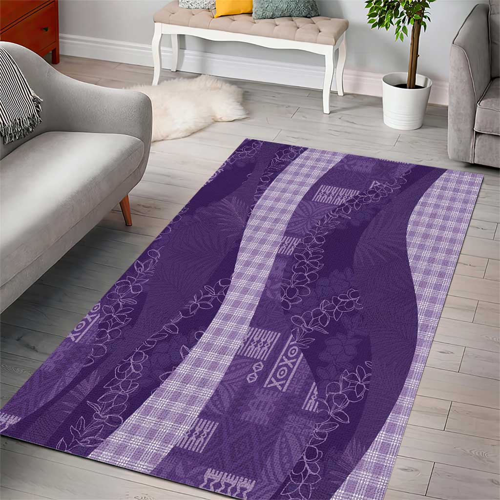 Polynesian Tribal Pattern Patchwork Picturesque Area Rug Deep Violet