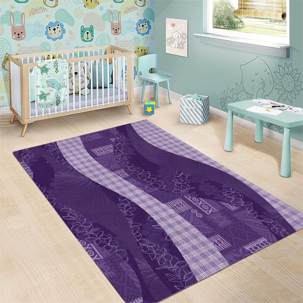 Polynesian Tribal Pattern Patchwork Picturesque Area Rug Deep Violet