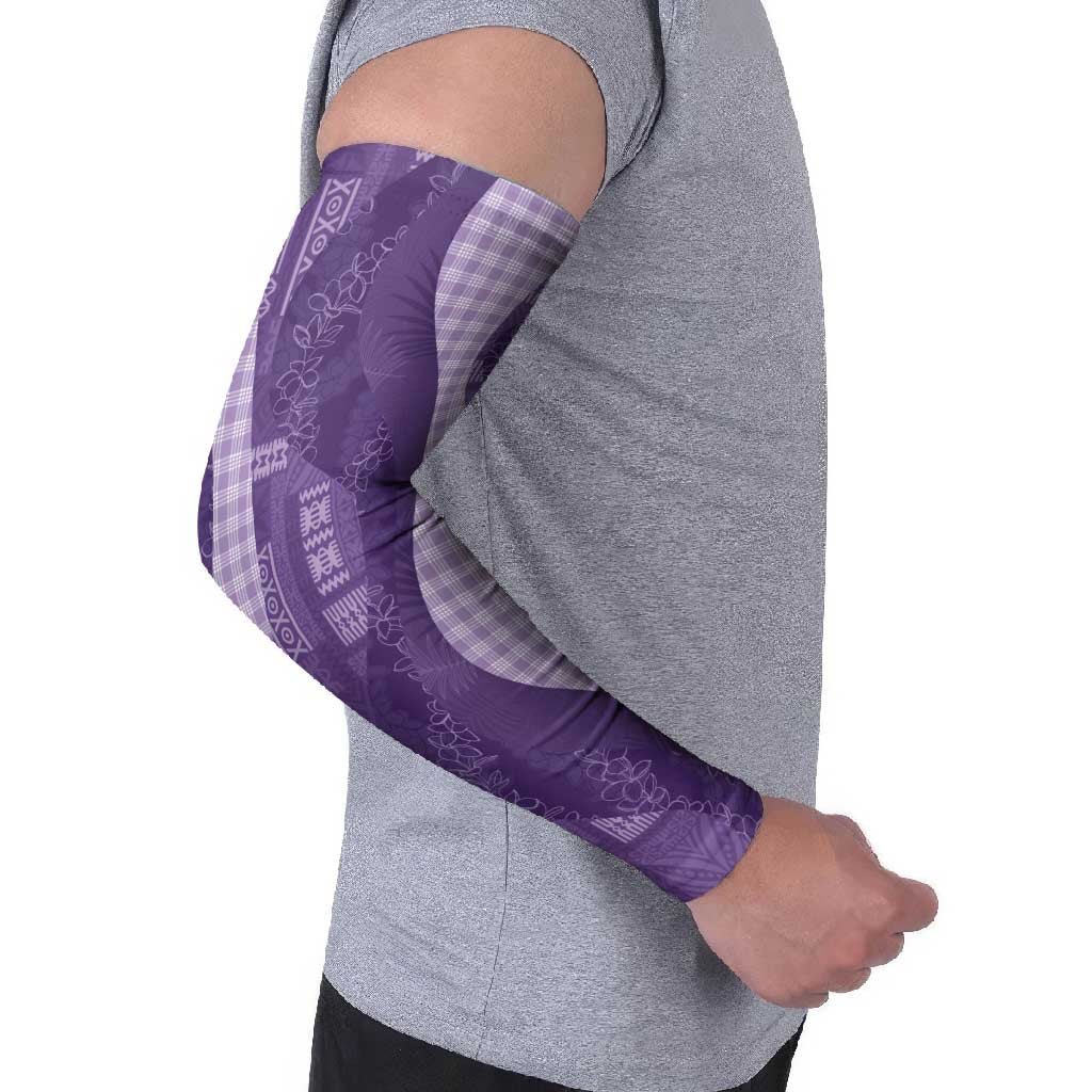 Polynesian Tribal Pattern Patchwork Picturesque Arm Sleeves Deep Violet