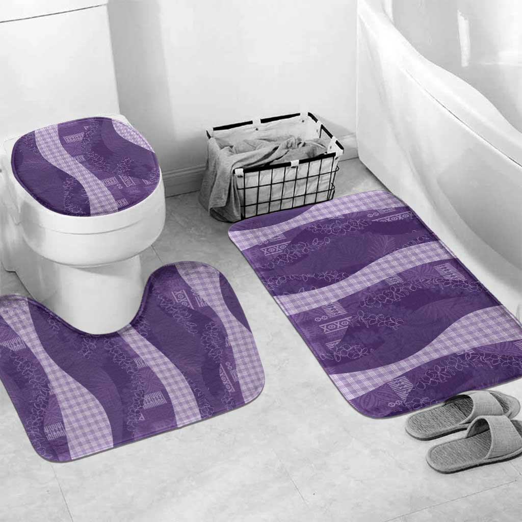 Polynesian Tribal Pattern Patchwork Picturesque Bathroom Set Deep Violet