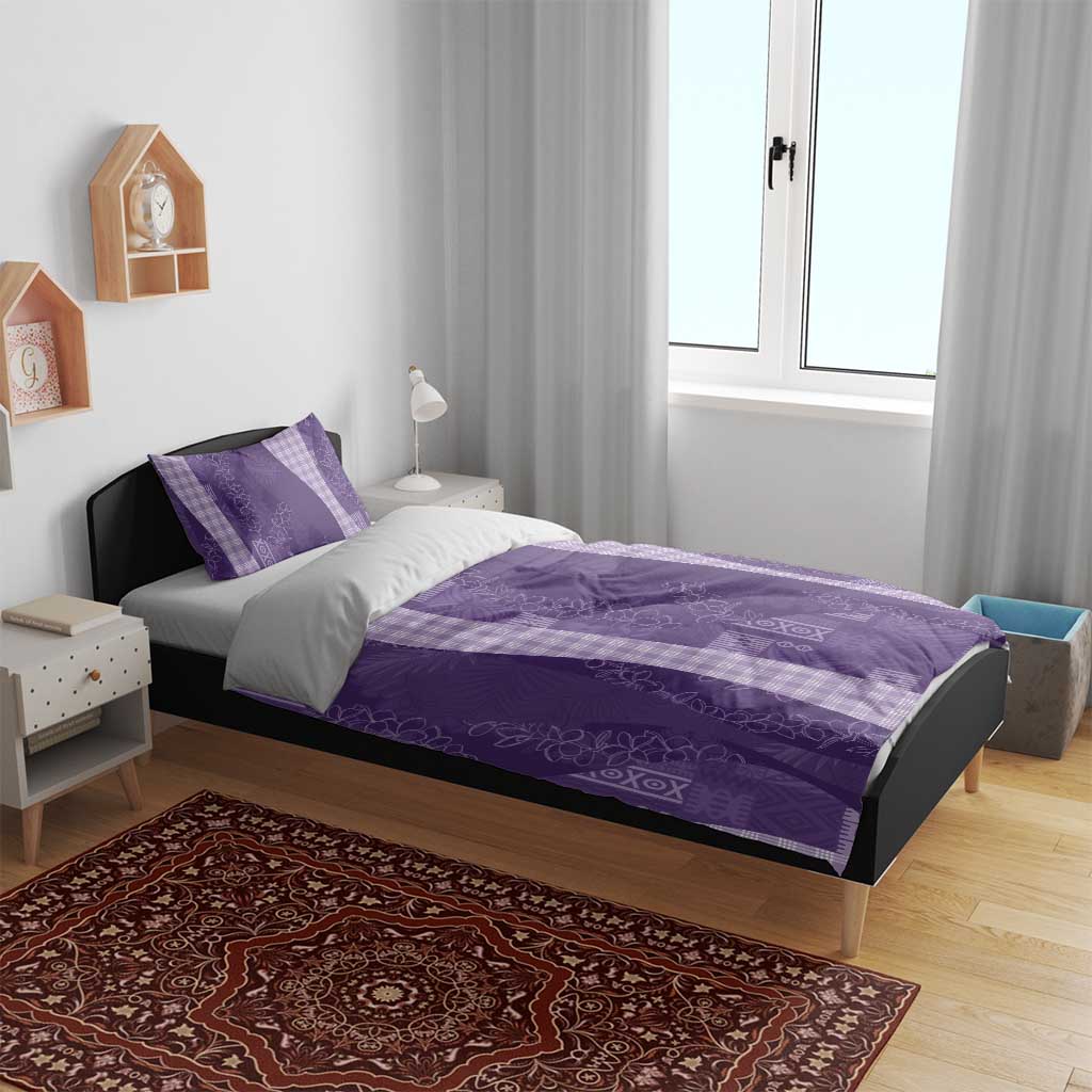 Polynesian Tribal Pattern Patchwork Picturesque Bedding Set Deep Violet