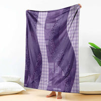 Polynesian Tribal Pattern Patchwork Picturesque Blanket Deep Violet