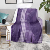 Polynesian Tribal Pattern Patchwork Picturesque Blanket Deep Violet
