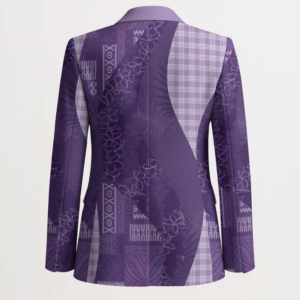 Polynesian Tribal Pattern Patchwork Picturesque Blazer Deep Violet