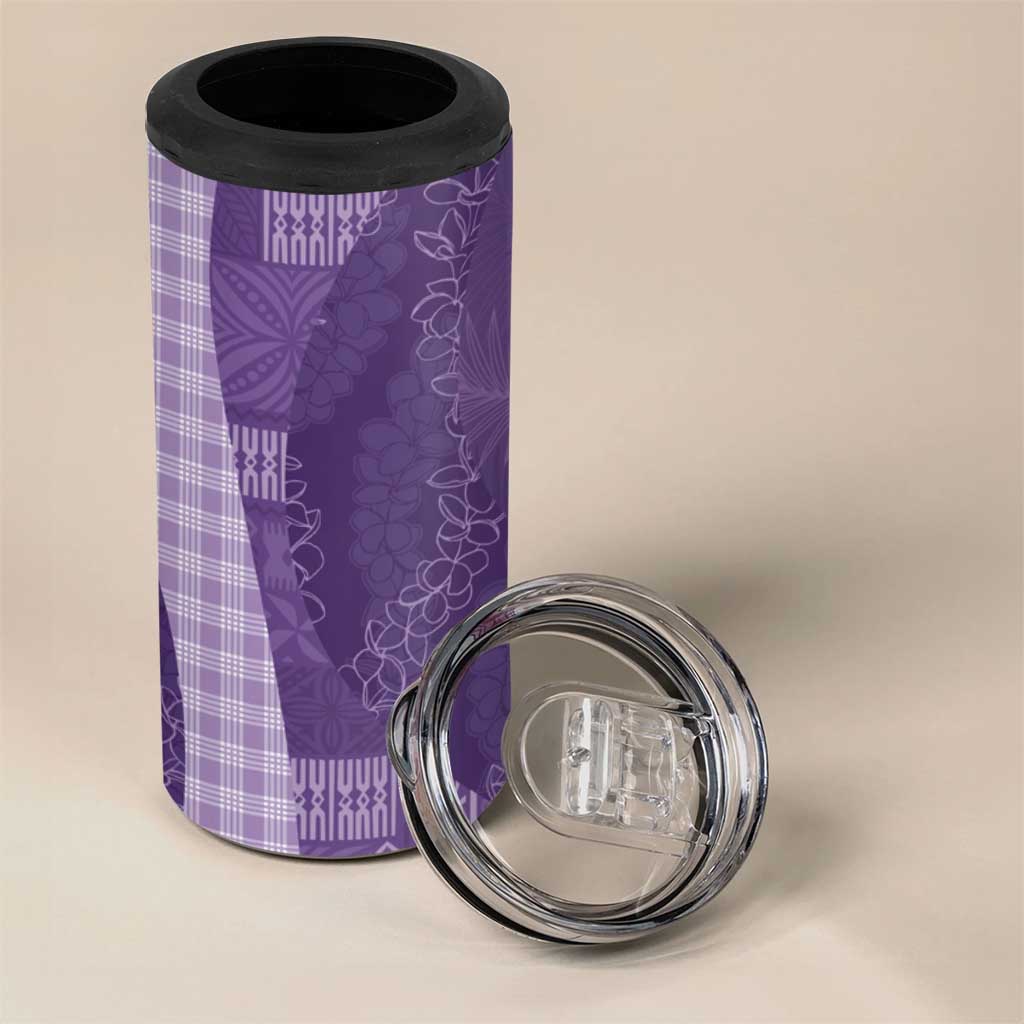 Polynesian Tribal Pattern Patchwork Picturesque 4 in 1 Can Cooler Tumbler Deep Violet