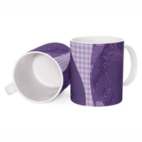Polynesian Tribal Pattern Patchwork Picturesque Ceramic Mug Deep Violet