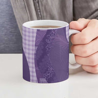 Polynesian Tribal Pattern Patchwork Picturesque Ceramic Mug Deep Violet